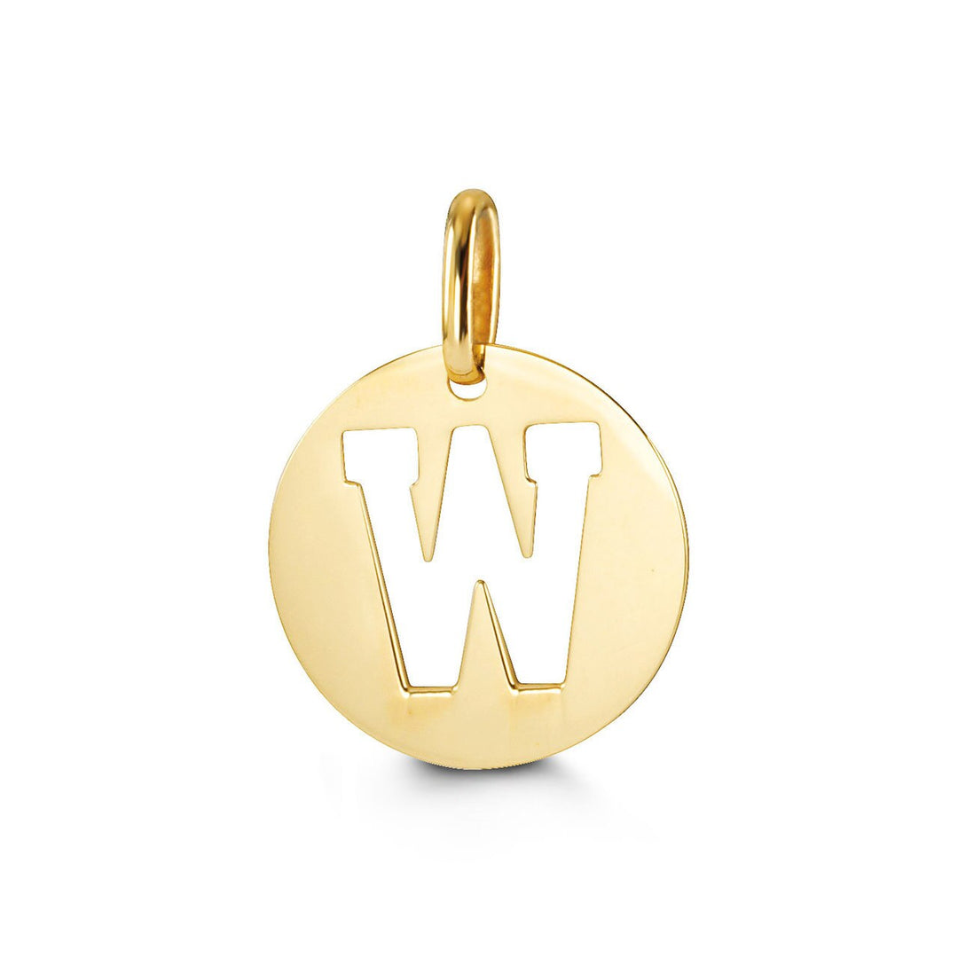 10K Yellow Gold Signatures Disc Initial W Pendant — product photo