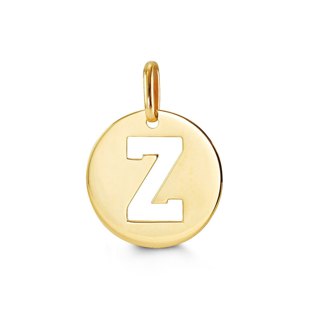 10K Yellow Gold Signatures Disc Initial Z Pendant — product photo