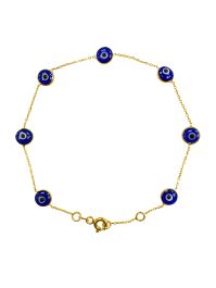 Yellow Gold Evil Eye Bracelet — 7.5"