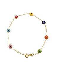 Yellow Gold Evil Eye Bracelet — 7.5"