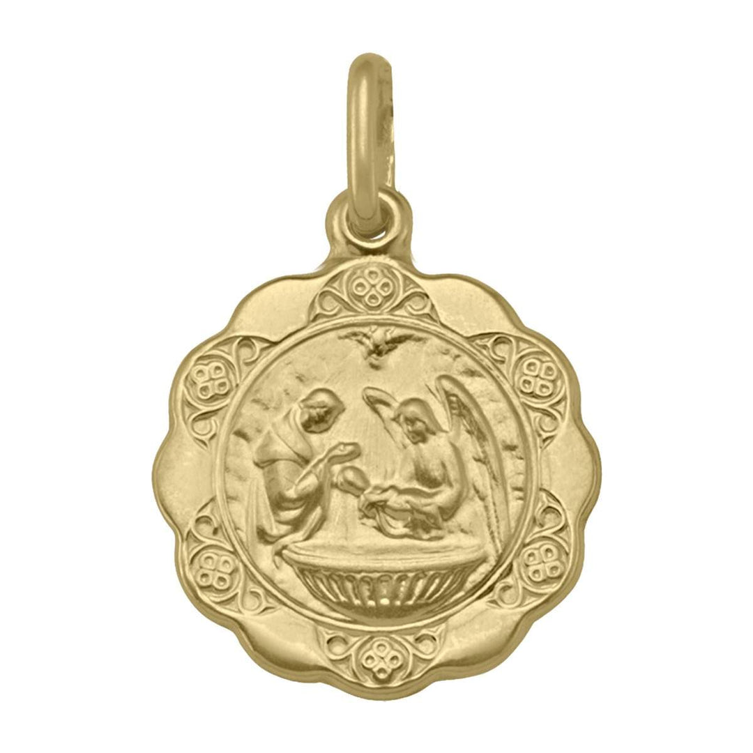 Yellow Gold Baptism Medal — front view