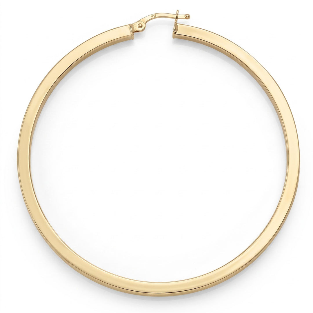 Yellow Gold Square 2 5 Mm Tube Hoop Earrings, 54.5mm