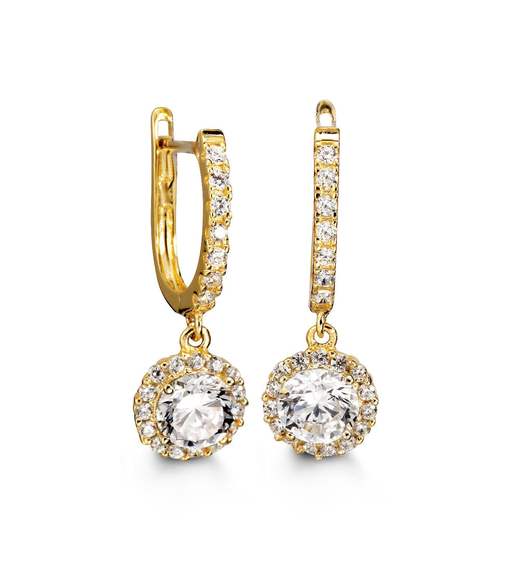 Luxury 10K Yellow Gold Cubic Zirconia Huggie Earrings