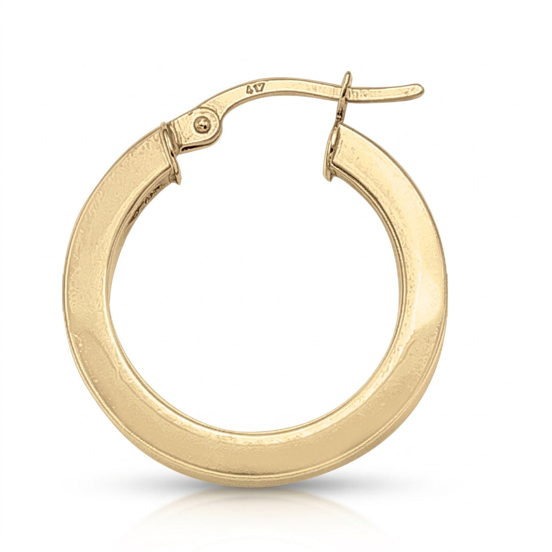 Yellow Gold Square 2 5 Mm Tube Hoop Earrings, 20mm