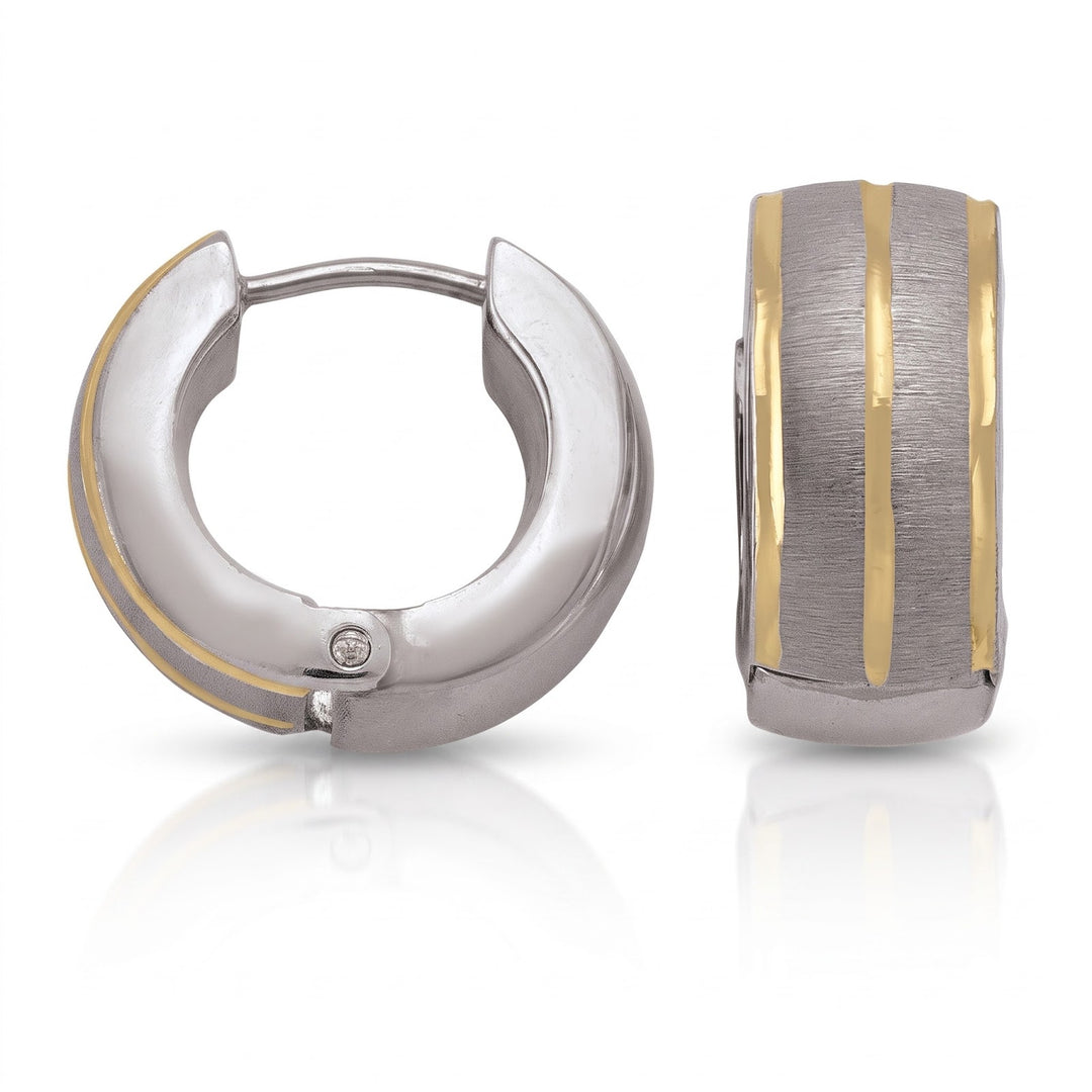 Two Tone Patterned Huggie Earrings