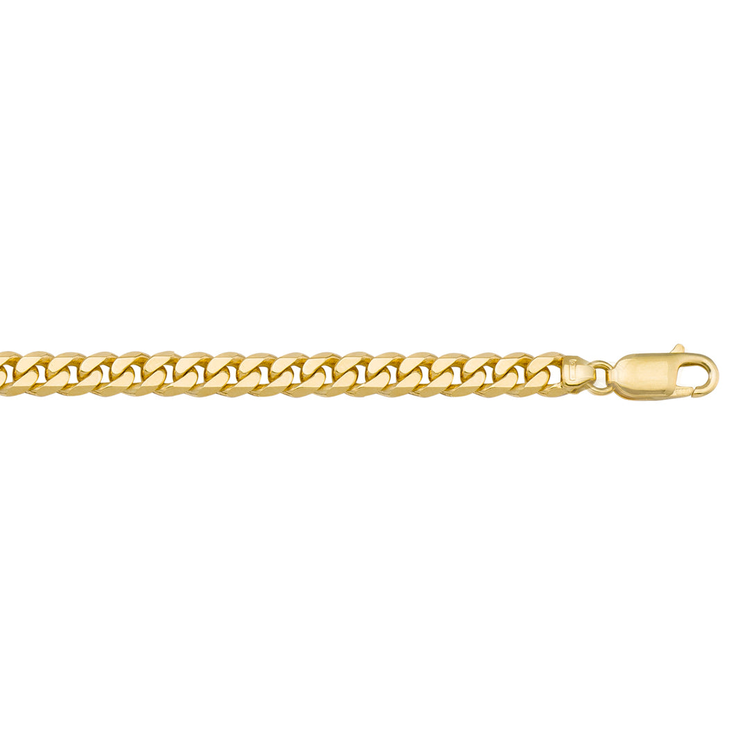 Yellow Gold Solid Beveled Curb Chain Necklace — 5.4mm