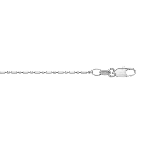 White Gold Solid Bead/Ball Chain Necklace — 1.2mm