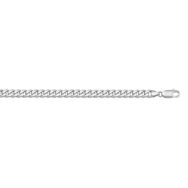 White Gold Solid Beveled Curb Chain Necklace — 4mm