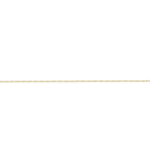 Yellow Gold Solid Figaro Chain Necklace — 1.2mm