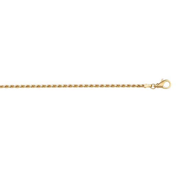 Yellow Gold Solid Diamond-Cut Rope Chain Necklace — 1.3mm