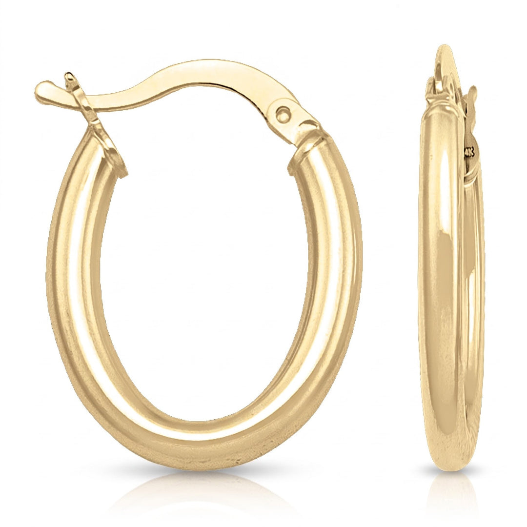 Yellow Gold Oval Tube Earrings