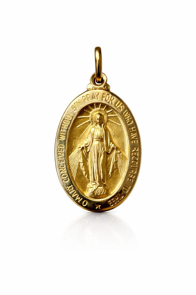 Yellow Gold Miraculous Medal — 30 mm — front view