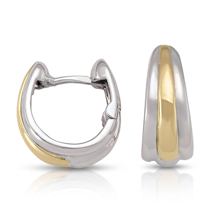 Two Tone Oval Huggie Earrings