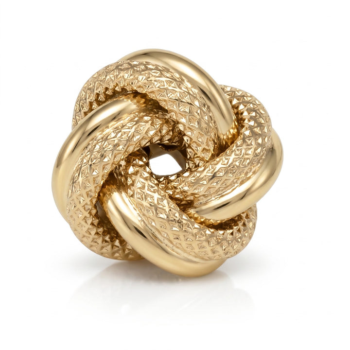Yellow Gold Patterned Love Knot Earrings