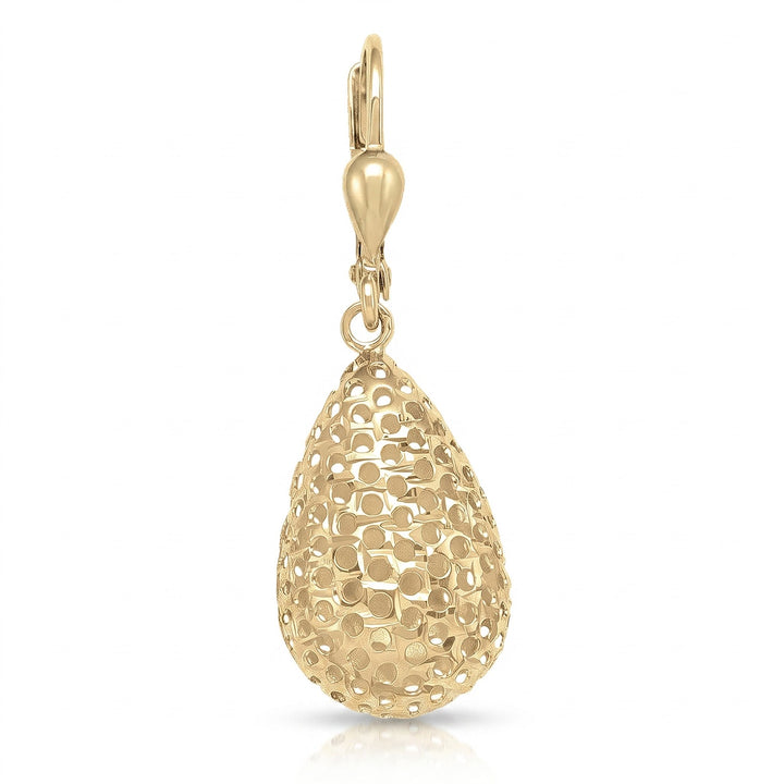 Yellow Gold Fancy Diamond Cut Tear Drop Earrings