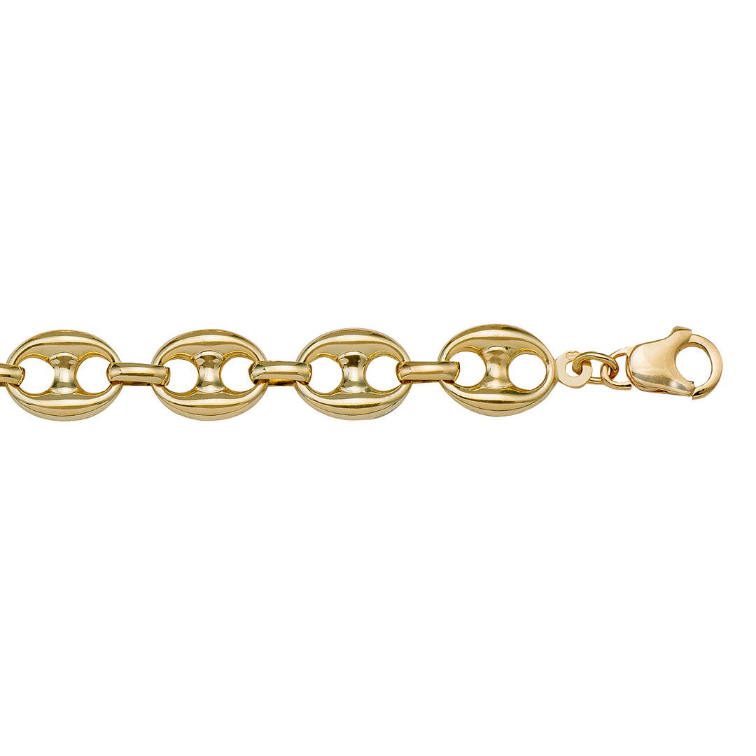 Yellow Gold Hollow Anchor Chain Necklace — 11mm