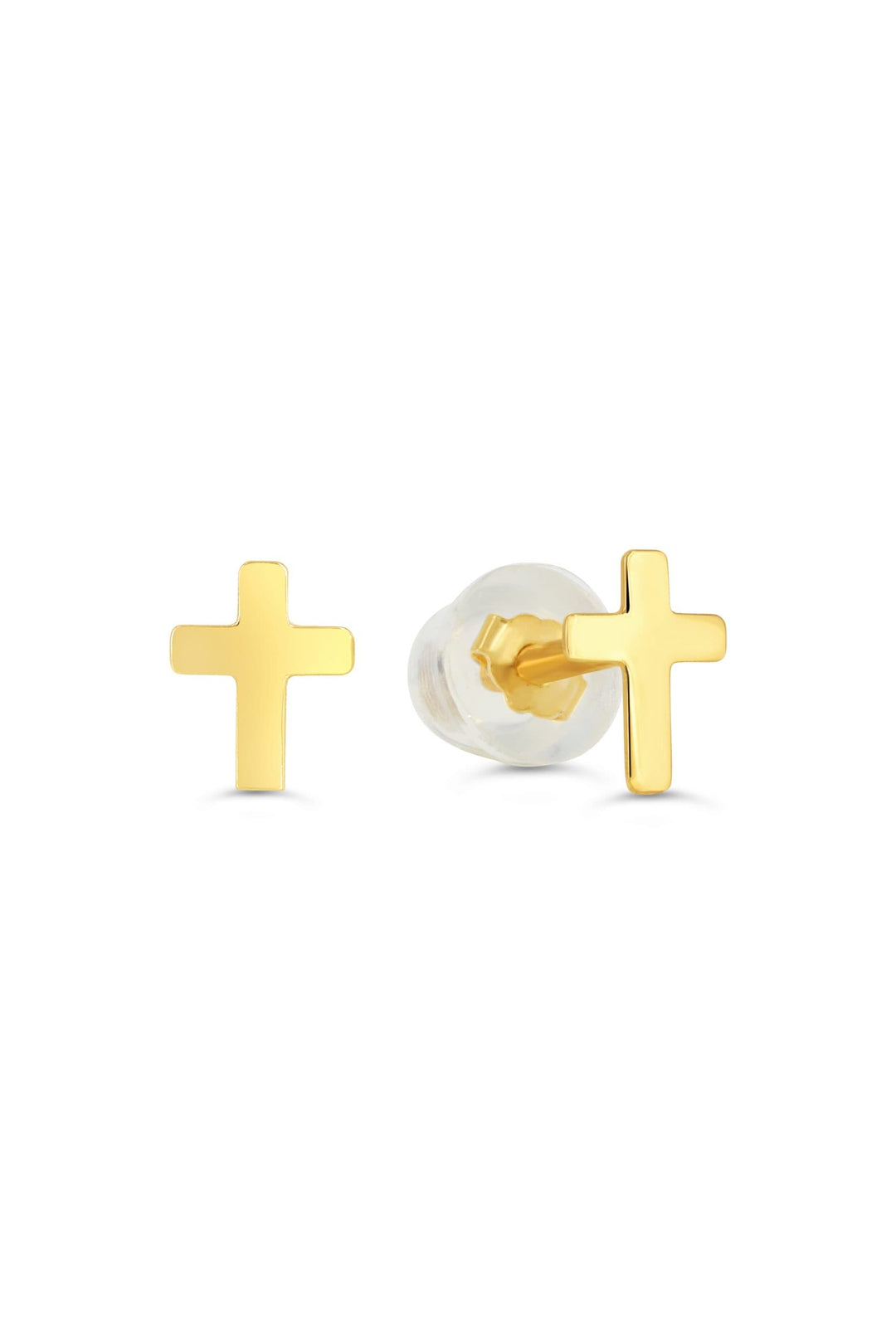 14K Cross Screwback Stud Earrings