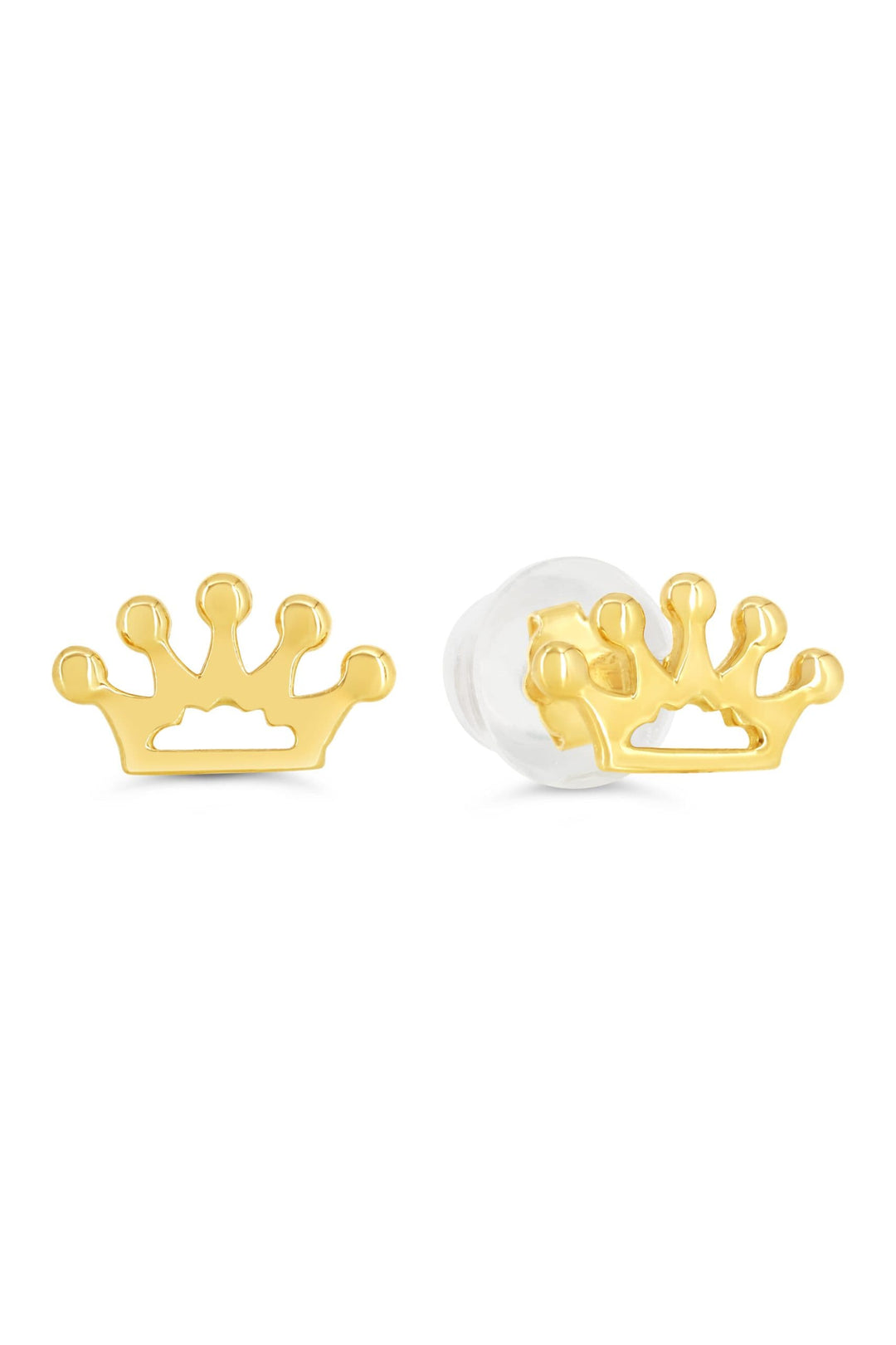 14K Crown Screwback Stud Earrings