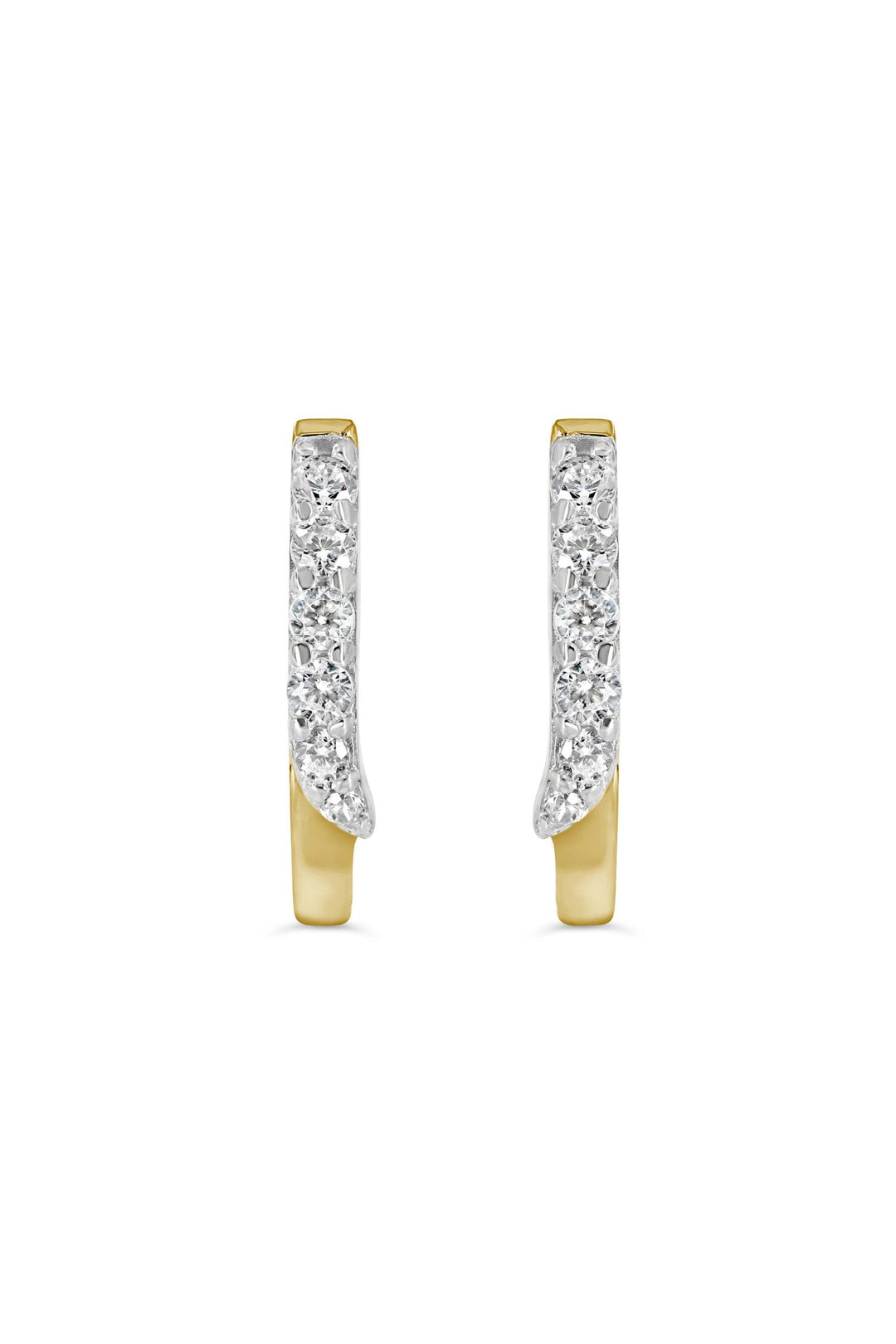 14K CZ Huggie Earrings, 11mm