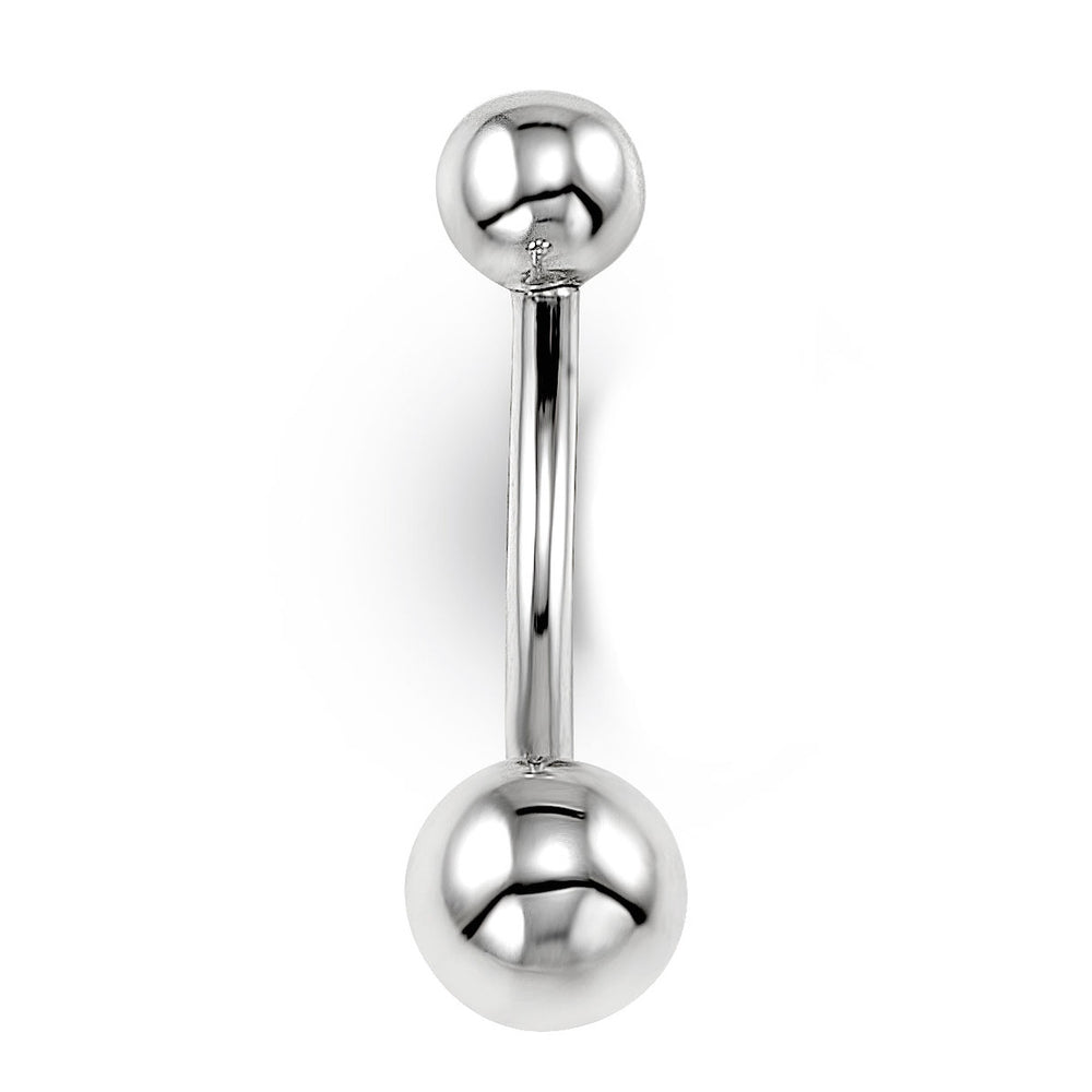 14K white gold ball belly ring