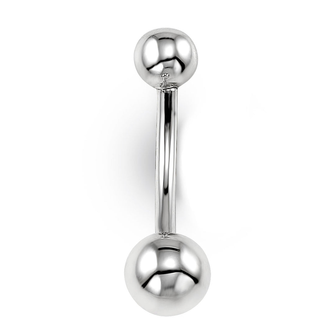 14K white gold ball belly ring