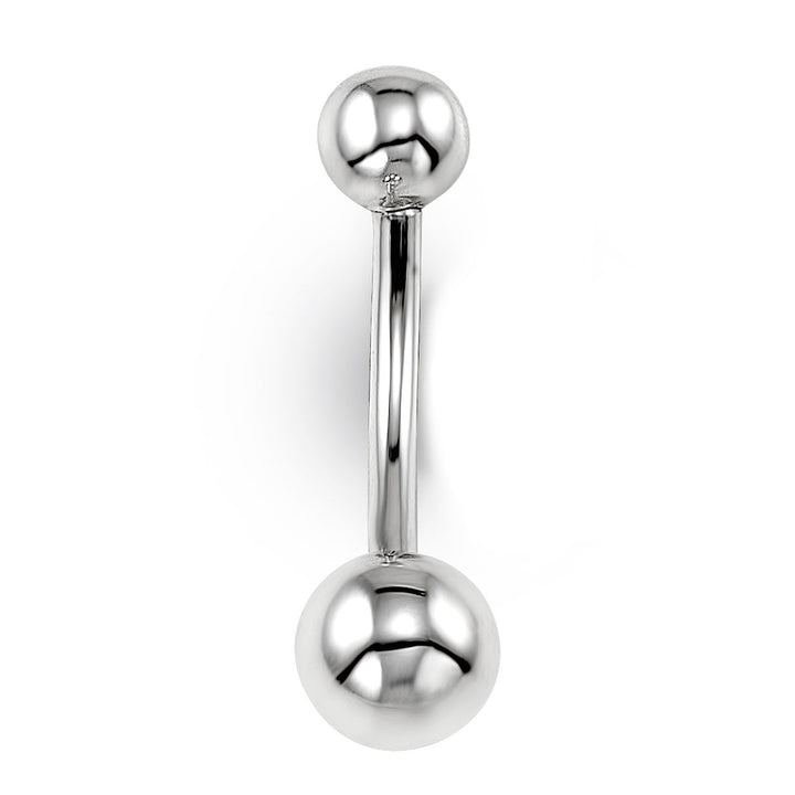 14K white gold ball belly ring