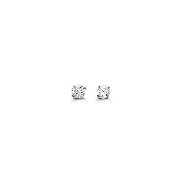 14K 4-Claw CZ Screwback Stud Earrings - 14k White Gold
