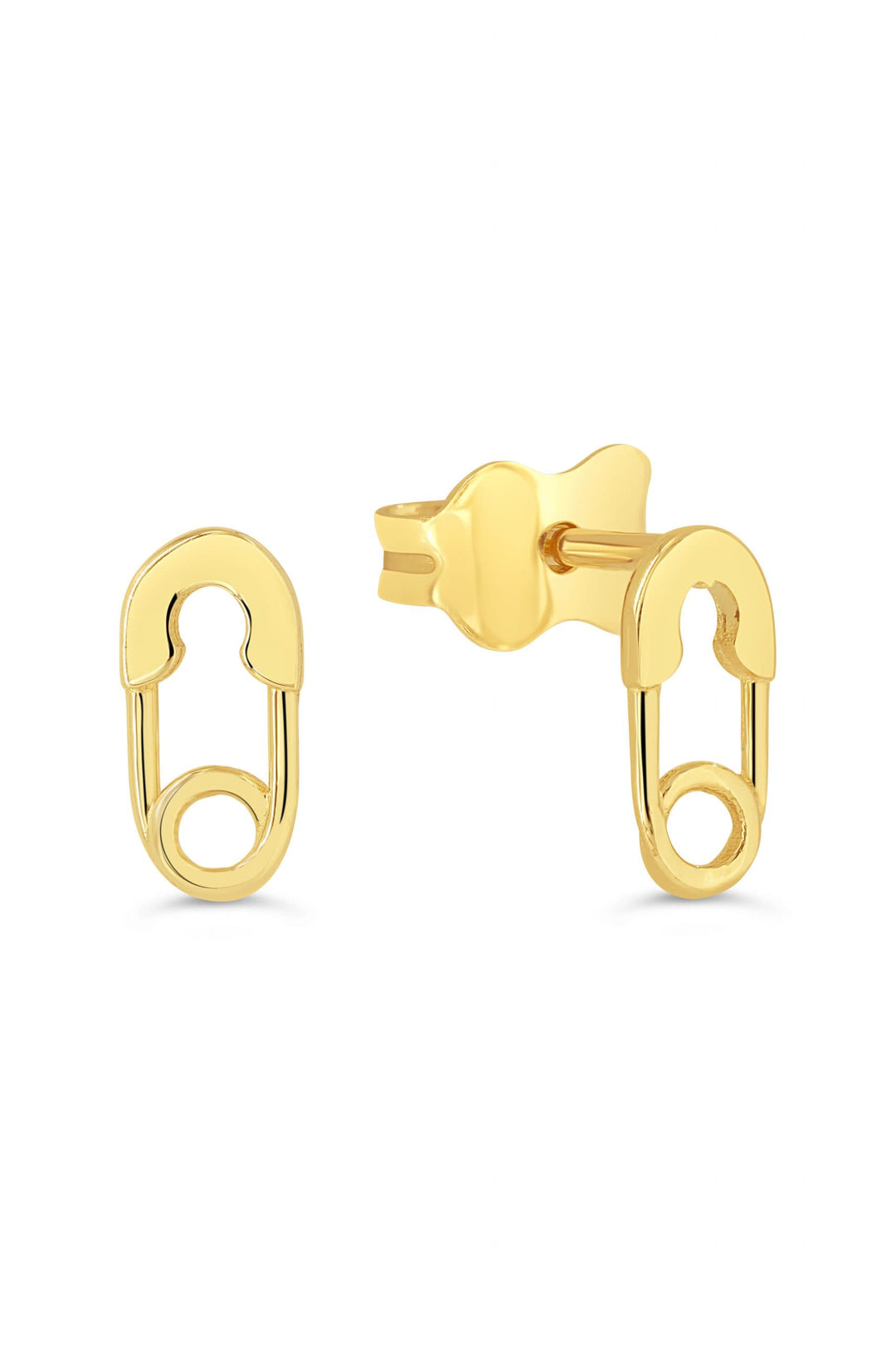14K Safety Pin Pushback Stud Earrings