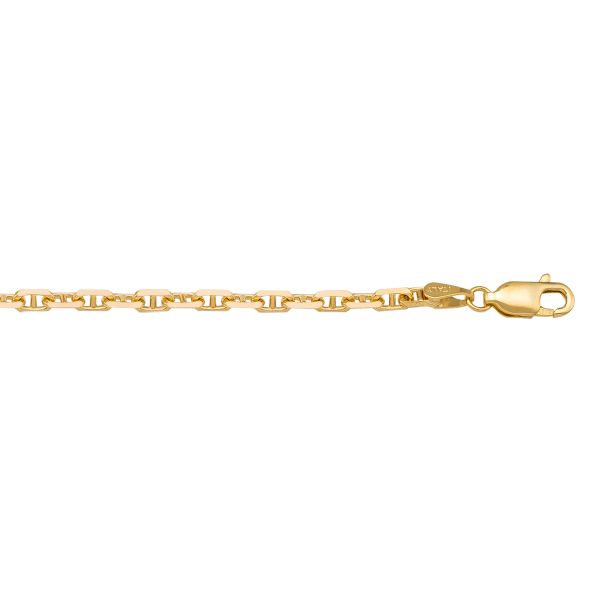 Yellow Gold Solid Anchor Chain Necklace — 2.8mm