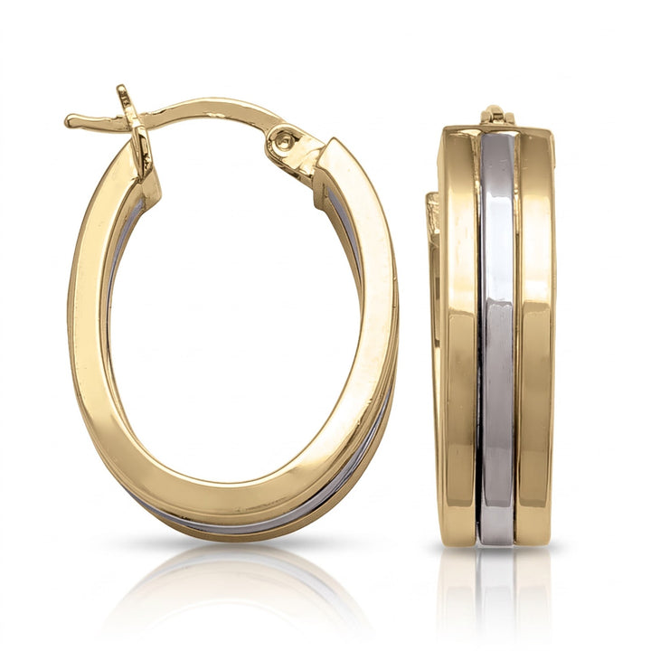 Two Tone Hoop Earrings, 15mm