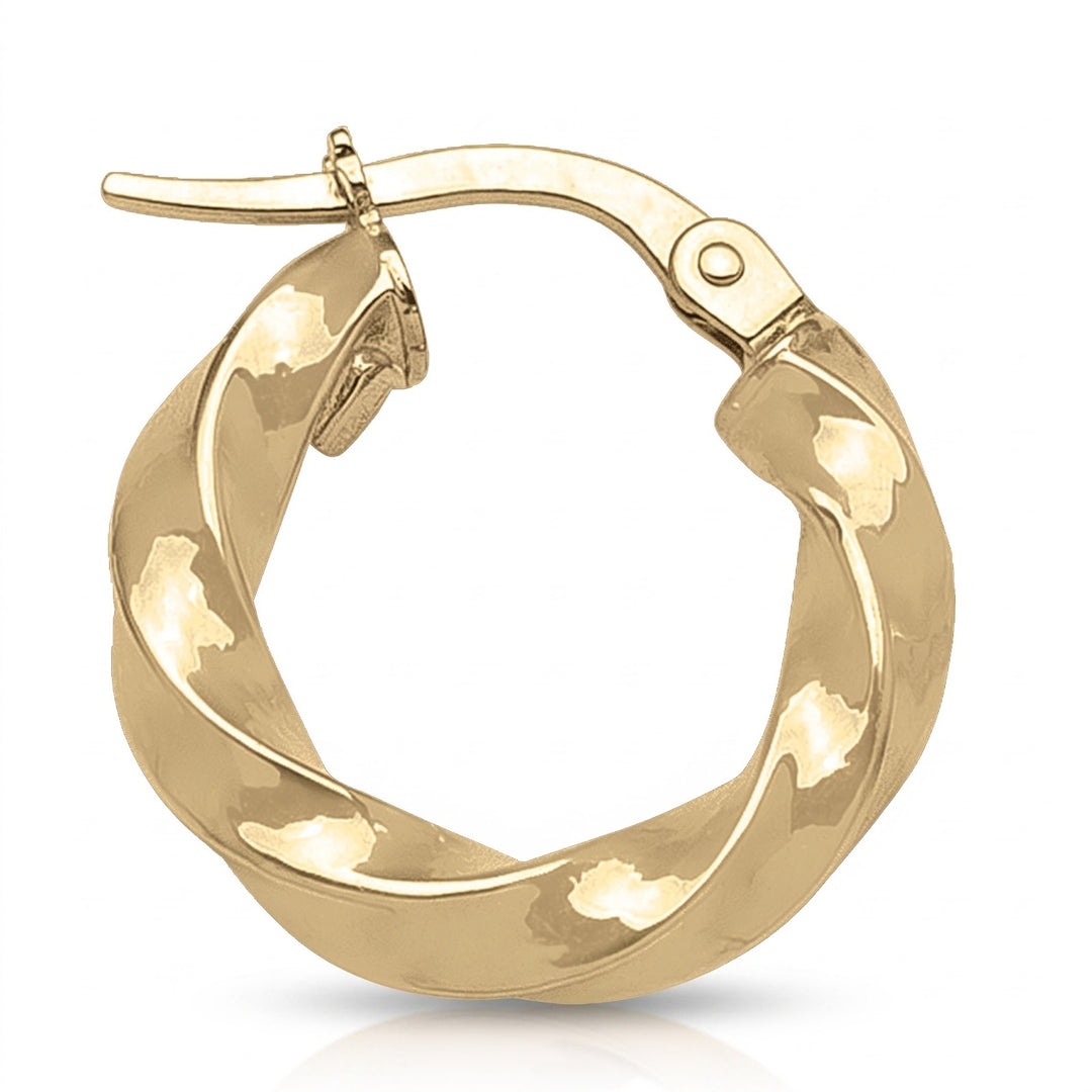 Yellow Gold Twisted Hoop Earrings, 15.7mm