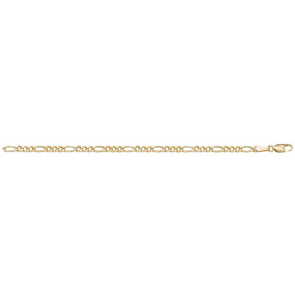 Yellow Gold Hollow Figaro Chain Necklace — 3.1mm