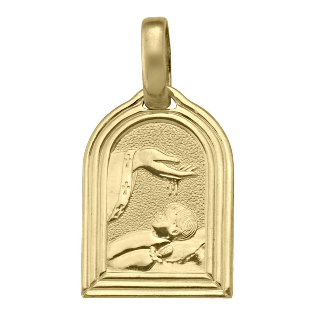 Yellow Gold Baptism Medal — front view