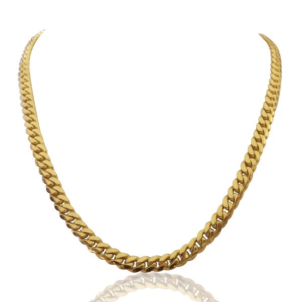 Yellow Gold Solid Cuban Chain Necklace — 9.5mm