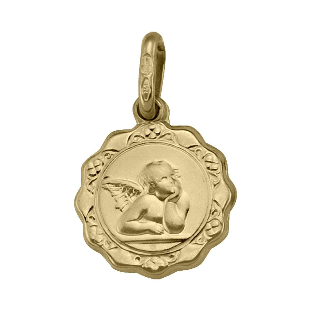 Yellow Gold Angel Medal — front view