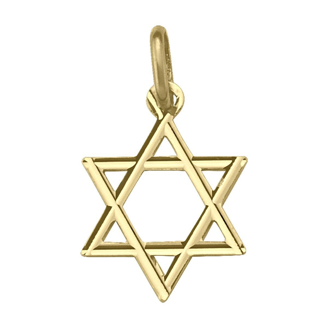 Yellow Gold Star of David Pendant — front view