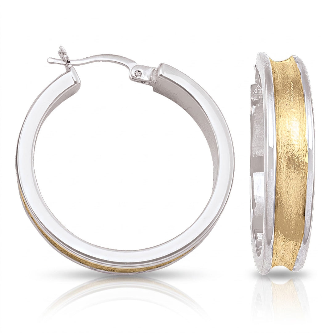 Two Tone Fancy Hoop Earrings, 23.4mm