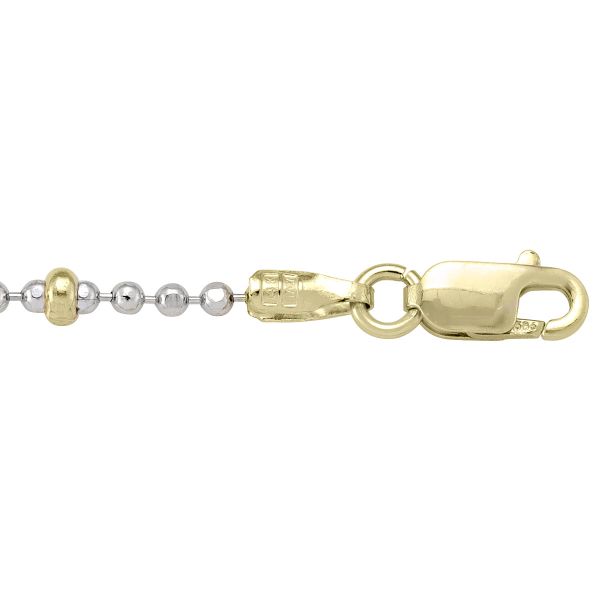 Two-Tone Gold Solid Bead/Ball Chain Necklace — 2.7mm