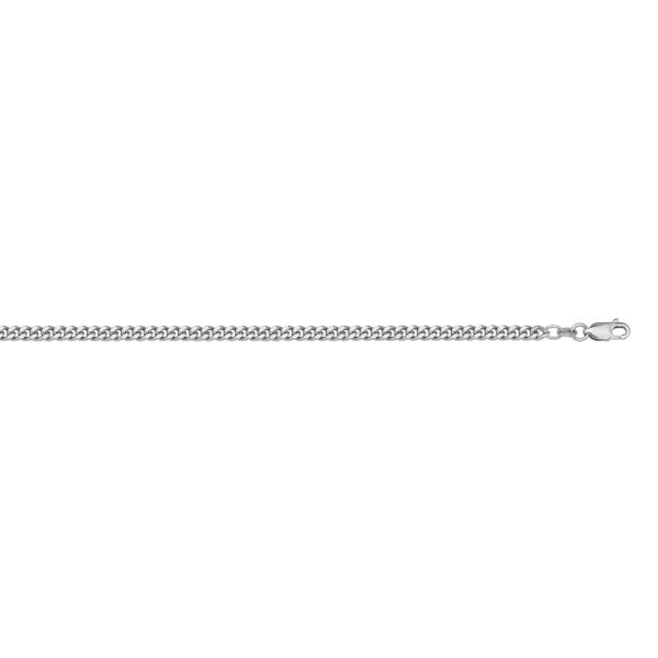 White Gold Solid Curb Chain Necklace — 1.3mm