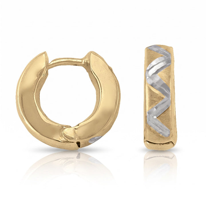 Two Tone Patterned Huggie Earrings