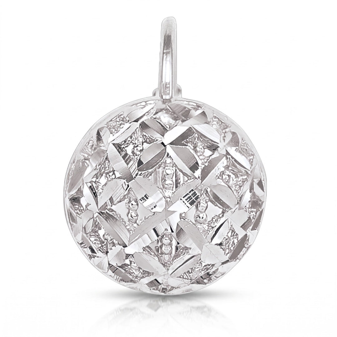 White Gold Diamond Cut French Back Half Ball Earrings