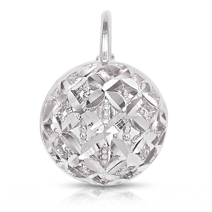 White Gold Diamond Cut French Back Half Ball Earrings