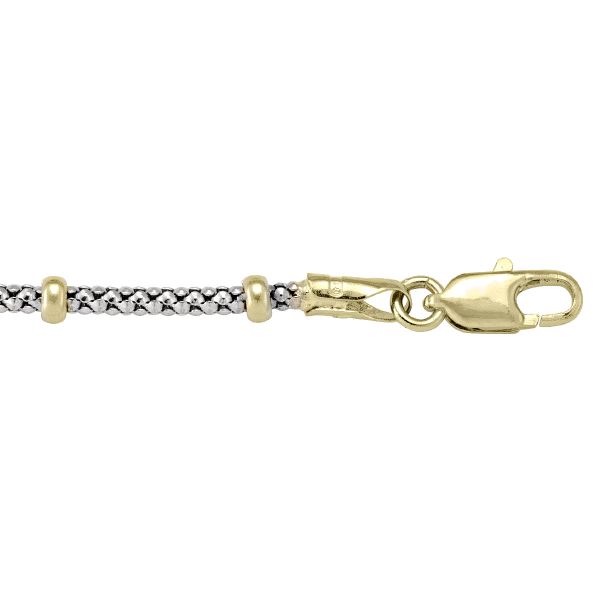 Two-Tone Gold Solid Bead/Ball Chain Necklace — 2.7mm