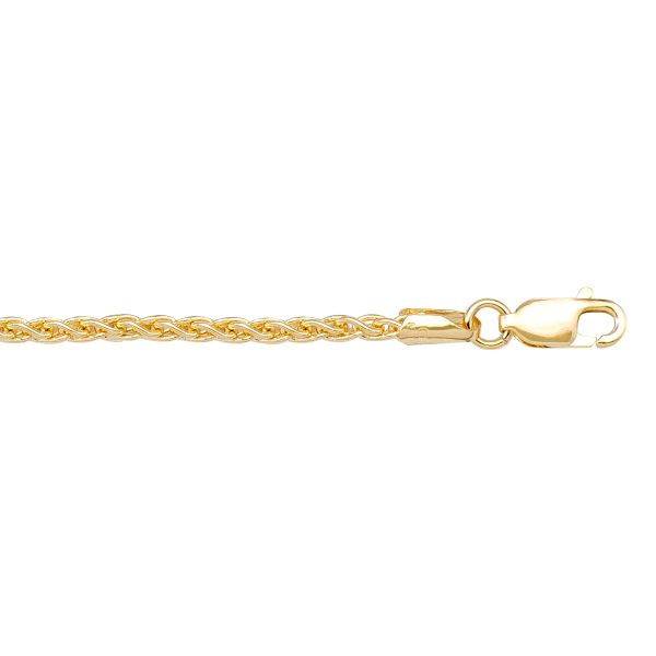 Yellow Gold Solid Wheat Chain Necklace — 2.2mm
