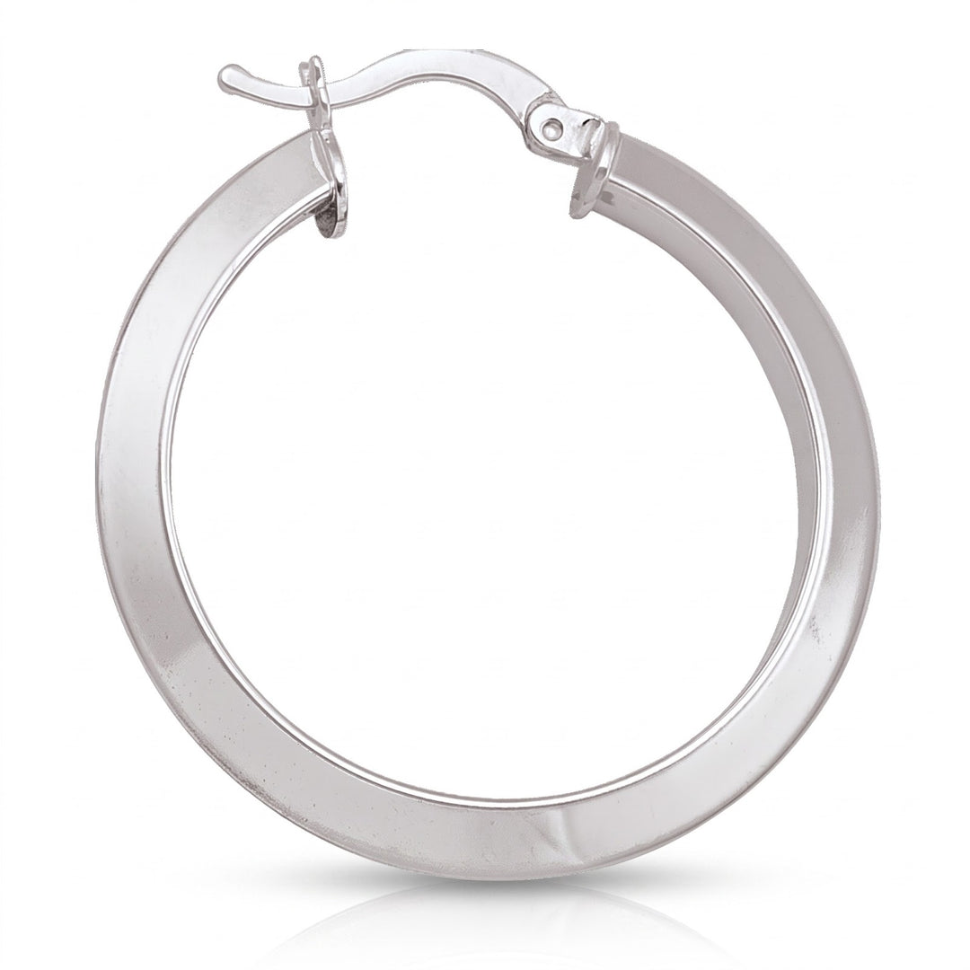 White Gold Knife Edge Hoop Earrings, 30.1mm
