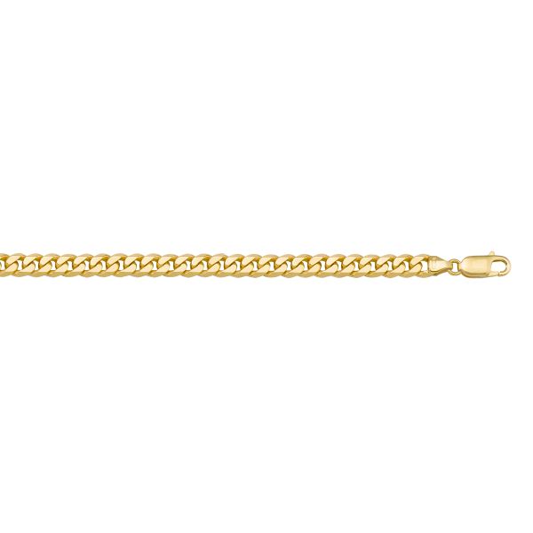 Yellow Gold Solid Beveled Curb Chain Necklace — 4mm