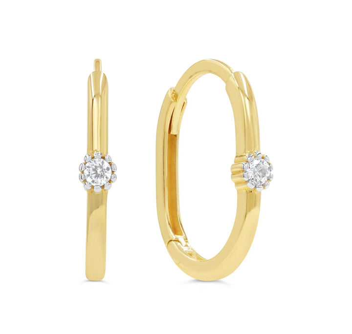 Elegant 10K Yellow Gold Cubic Zirconia Hoop Earrings | RUDIX JEWELLERY