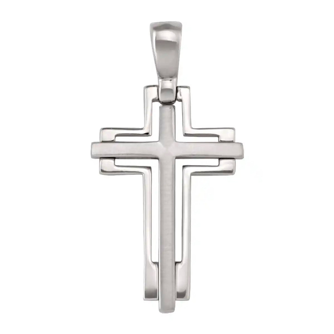Openwork Latin White Gold Cross Pendant on white background