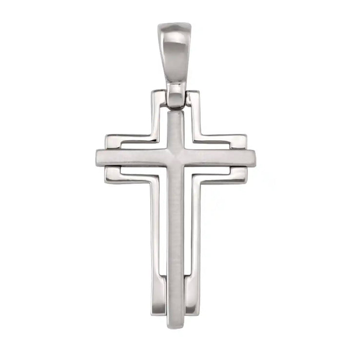 Openwork Latin White Gold Cross Pendant on white background