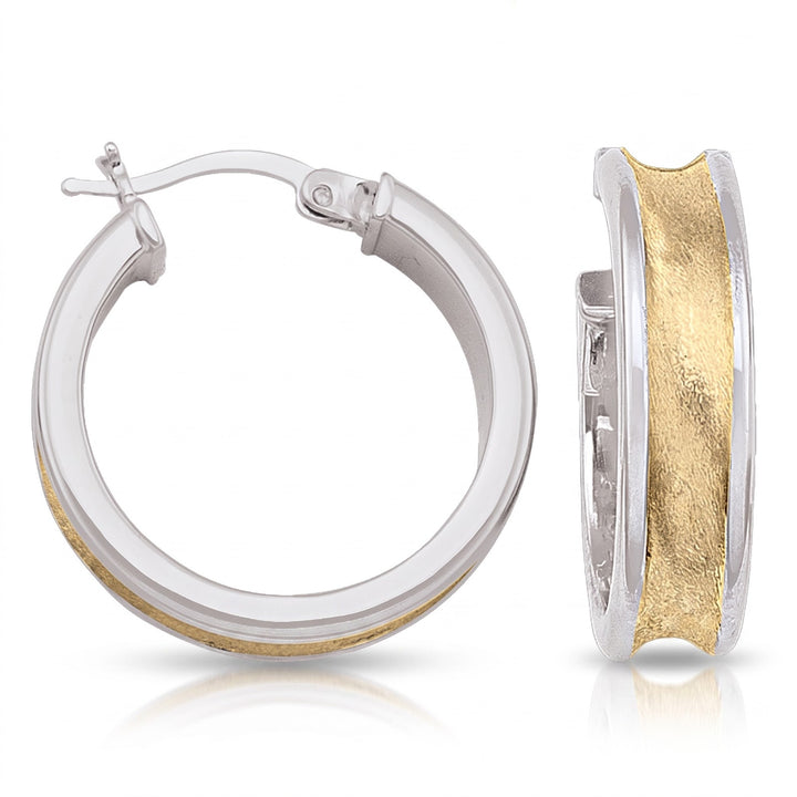 Two Tone Fancy Hoop Earrings, 19.5mm